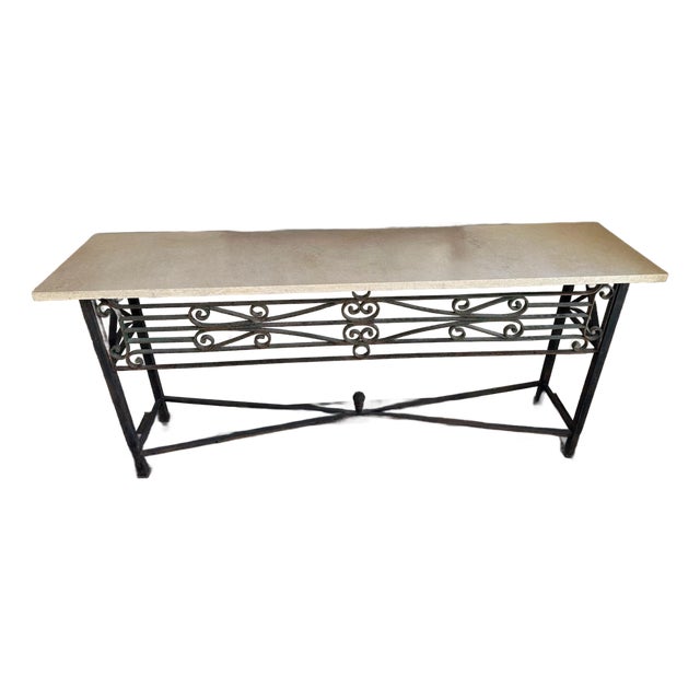 Late 19th Century Limestone Antique Iron Console For Sale