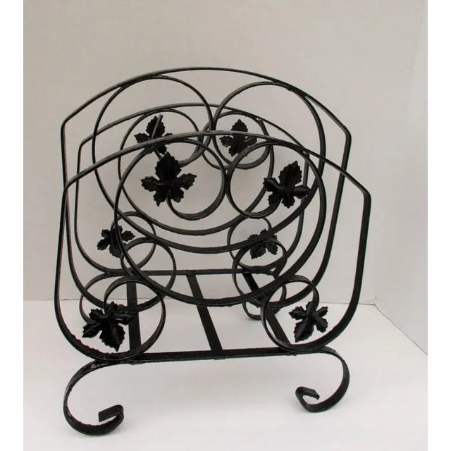 Vintage Wrought Iron Magazine Rack, Black Scroll Metal Storage Stand For Sale In Jacksonville, FL - Image 6 of 7