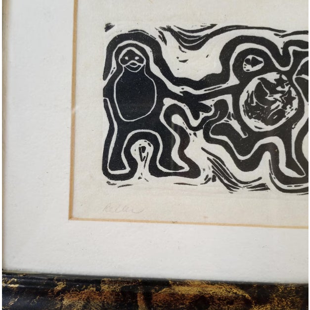 1976 Theodore L. Reller Jr. Signed Woodcut Artist's Proof "Life Dance" Framed Relief Print For Sale - Image 4 of 9