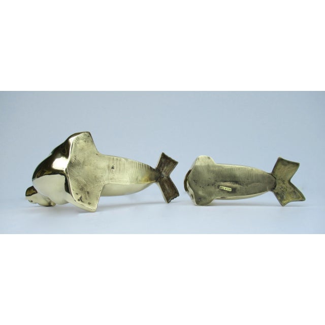 Vintage C.1960's Polished Brass Pair of Seals, Decorative Accents, And/Or Bookends -2 Pieces For Sale - Image 12 of 12