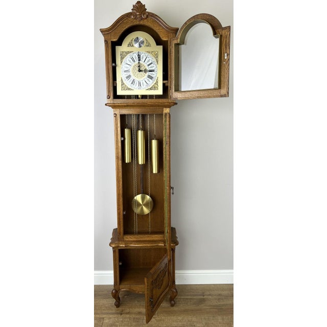 Vintage Grandfather Clock in Oak For Sale - Image 12 of 13