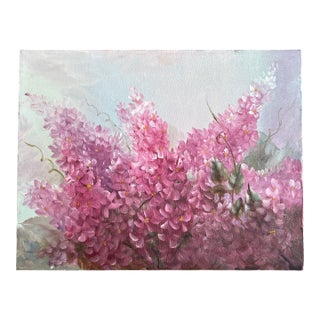 1980’s Original Impressionist Pink Blossom Painting on Canvas For Sale