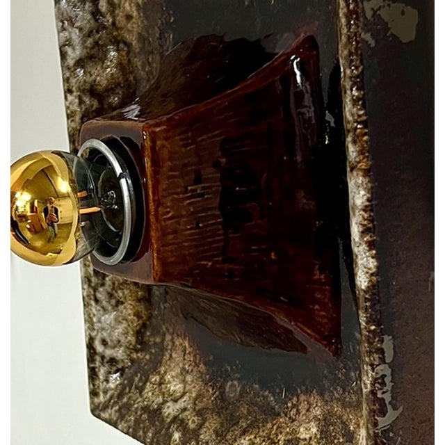 Brown Square Ceramic Wall Lights attributed to Hustadt Keramik, Germany, 1970 For Sale - Image 13 of 16