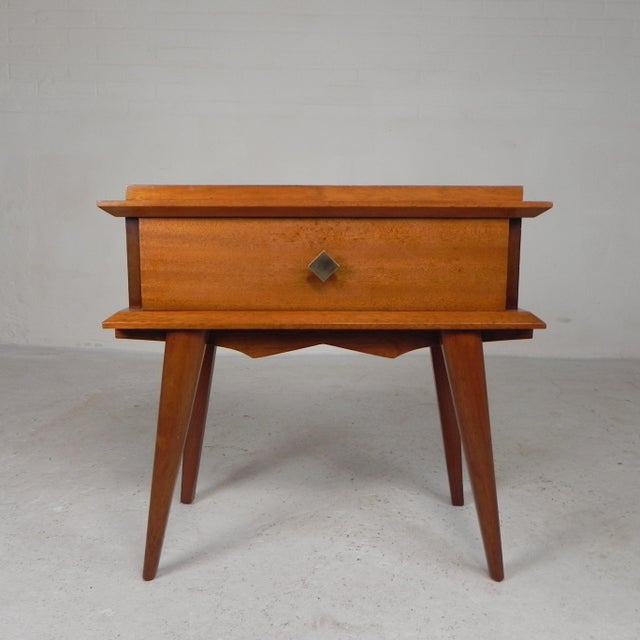 Brown Vintage Teak Bedside Table, 1960s For Sale - Image 8 of 17