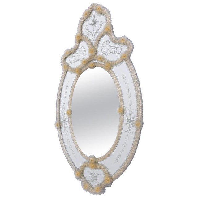 Mid-Century Venetian Oval Murano Glass Mirror, 1960 For Sale - Image 12 of 12