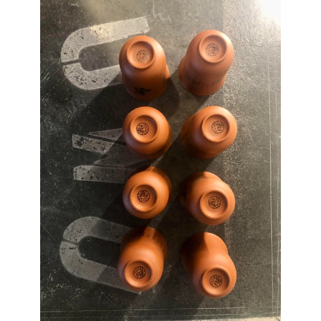 Vintage Yixing Red Clay Saki Cups- Set of 8 For Sale - Image 9 of 13