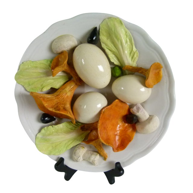 An exceptional vintage French "Trompe L’Oeil" dimensional ceramic art plate handcrafted by the celebrated artist Christine...