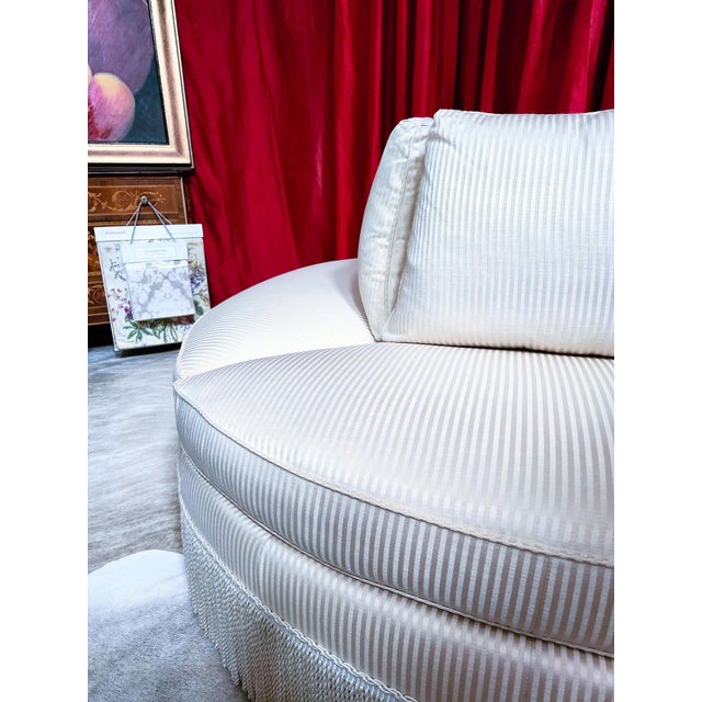 Avail Thru 1/16/2026 Councill Bespoke Luxury Semicircle White Striped Sofa - Rare Item For Sale - Image 15 of 17