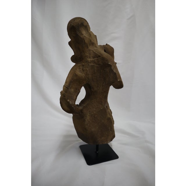 Early 20th Century Hindu Celestial Beauty (Surasundari or Aspara) Antique Indian Statue on Stand For Sale - Image 5 of 11