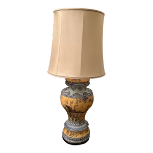 1940s Glazed Ceramic Huge Chinese Lamp