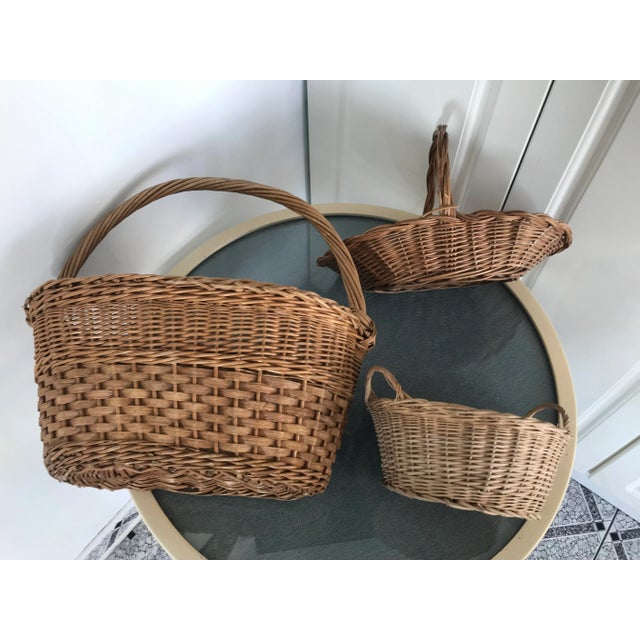 Wicker Baskets, 1970s, Set of 3 For Sale - Image 4 of 11