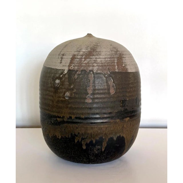 Important Storied Tall Ceramic Pot with Rattle and Handprints by Toshiko Takaezu For Sale - Image 9 of 12