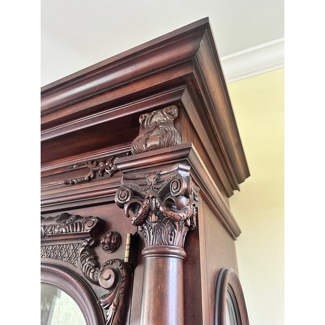 Wood Monumental French Classical Carved Wood Curio China Cabinet For Sale - Image 7 of 10