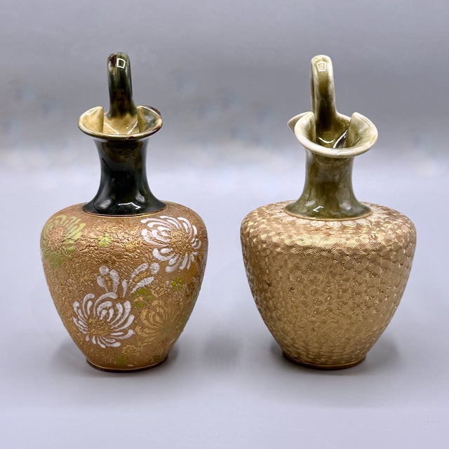 Antique Art Nouveau Stoneware Vases from Royal Doulton Lambeth, 1890s, Set of 2 For Sale - Image 9 of 18