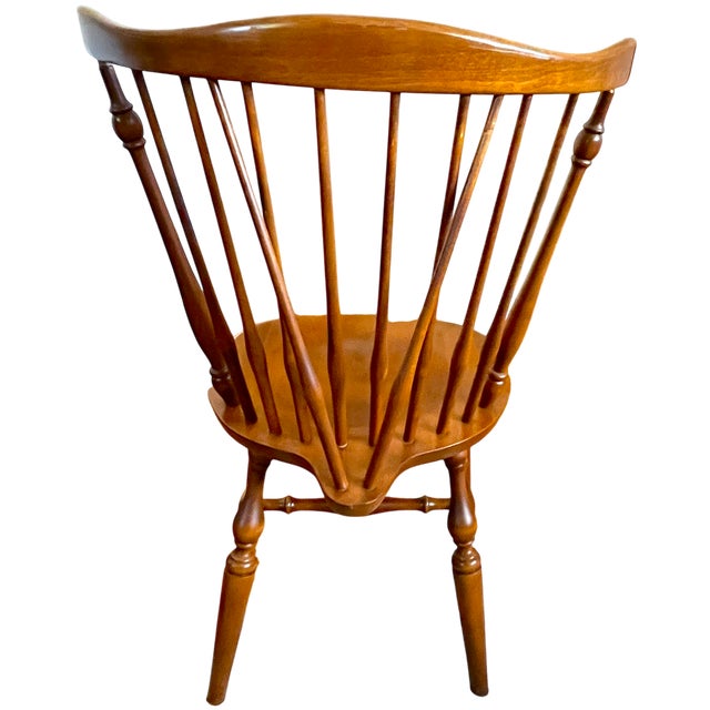 Wood Set of Four Vintage Windsor Dining Chairs in Nutmeg Finish — Two Ethan Allen & Two Companion Chairs For Sale - Image 7 of 18