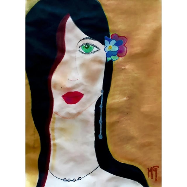 2018 “Victoria” Contemporary Expressionist Pastel Portrait Drawing on Paper by Maria Grazia Facciolà For Sale