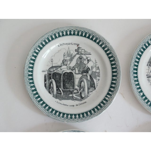 1920s 1920s Vintage French Sporting Humorous Faience Plates- Set of 4 For Sale - Image 5 of 8