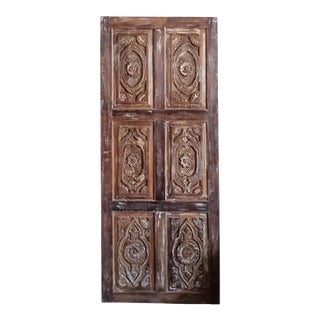 Distressed Carved Door, Solid Wood Sliding Barn Door, 84x36 For Sale