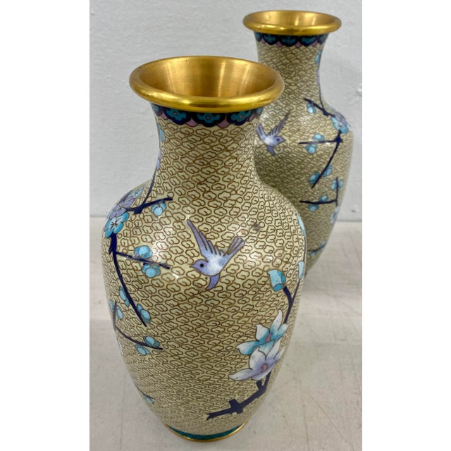 Cloisonne Vases, a Pair - Early to Mid 20th Century For Sale - Image 4 of 10