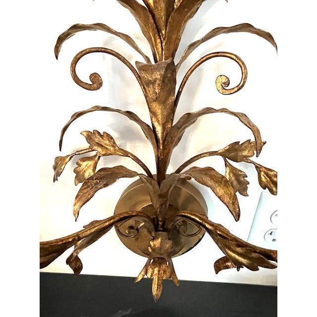 Mid 20th Century Scroll and Leaf Two Light Sconces - a Pair For Sale - Image 4 of 6