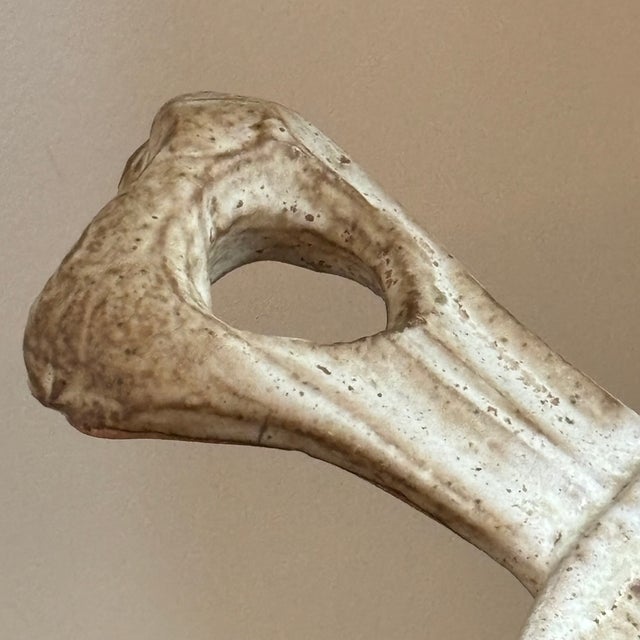 Vintage Studio Pottey Earthenware Serving Bowl W/ Faux Tree Branch Handle For Sale - Image 10 of 12