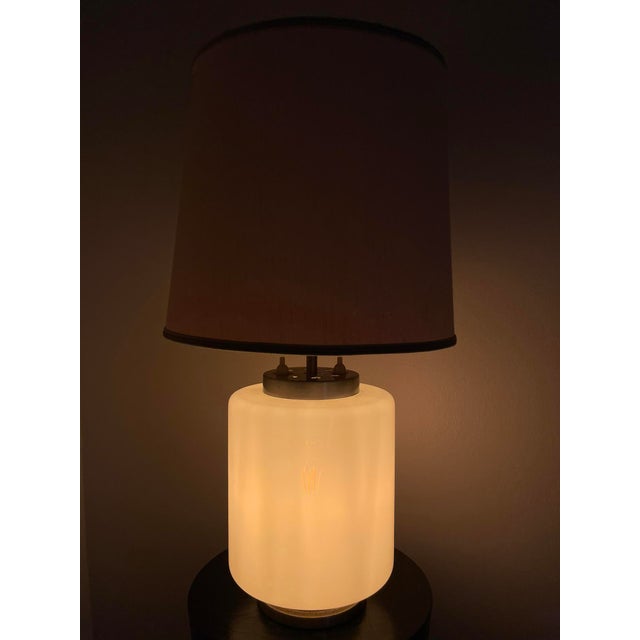 Italian Midcentury Table Lamp With Opalescent Glass Lighted Base For Sale In Los Angeles - Image 6 of 6