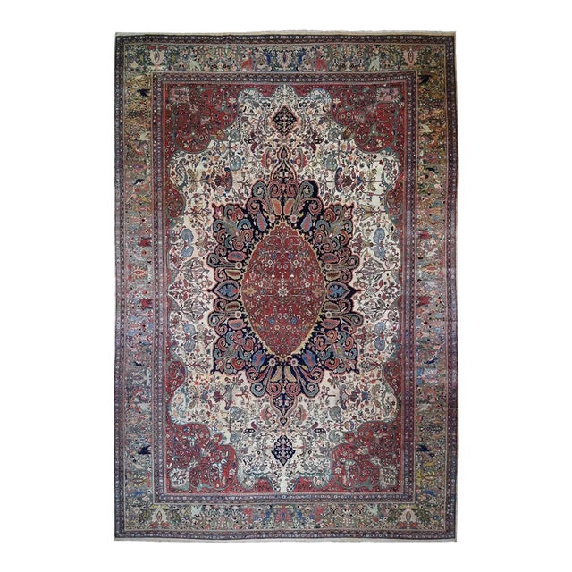 Antique Persian Sarouk Fereghan Bird Rug For Sale