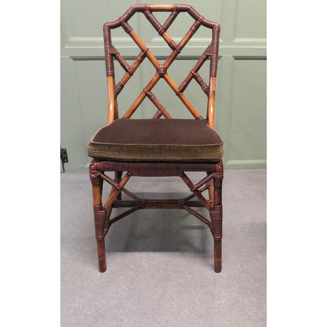 1950s Regency Style Faux Bamboo Dining Table and Chairs, 1950s, Set of 5 For Sale - Image 5 of 9