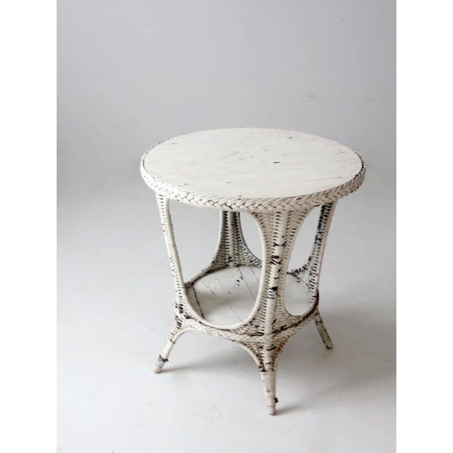 Antique White Wicker Table For Sale - Image 6 of 13