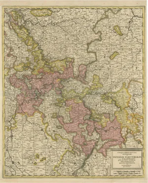 Antique Map of the Area Centered on the Rhine River