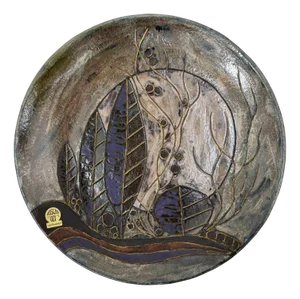 Handmade Ceramic Wall Plate from Ruscha, Germany, 1970s