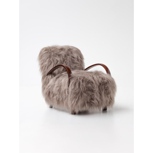 Mid-Century Modern Scandinavian Armchairs in Long Haired Sheepskin, 1950s, Set of 2 For Sale - Image 3 of 12