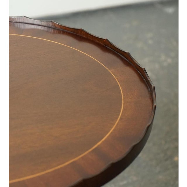 Wood Flamed Hardwood Oval Pie Crust Side End Lamp Table For Sale - Image 7 of 11