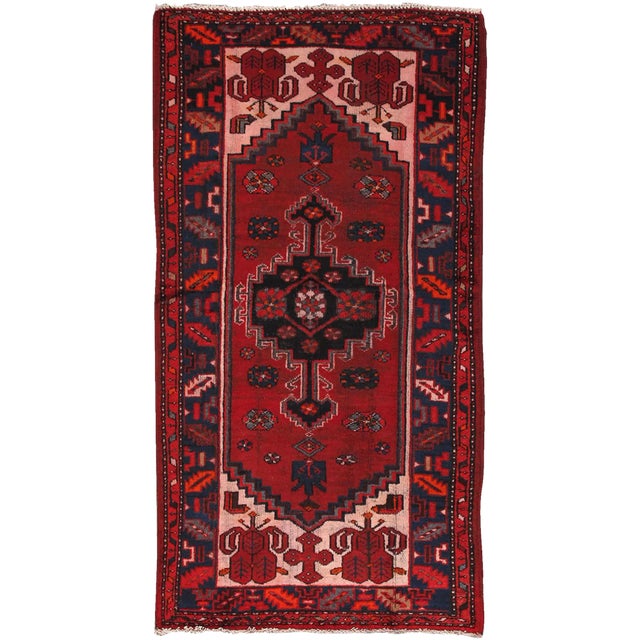 Vintage Shiraz Red/Navy Rug, 3' 4" X 6' 5" For Sale