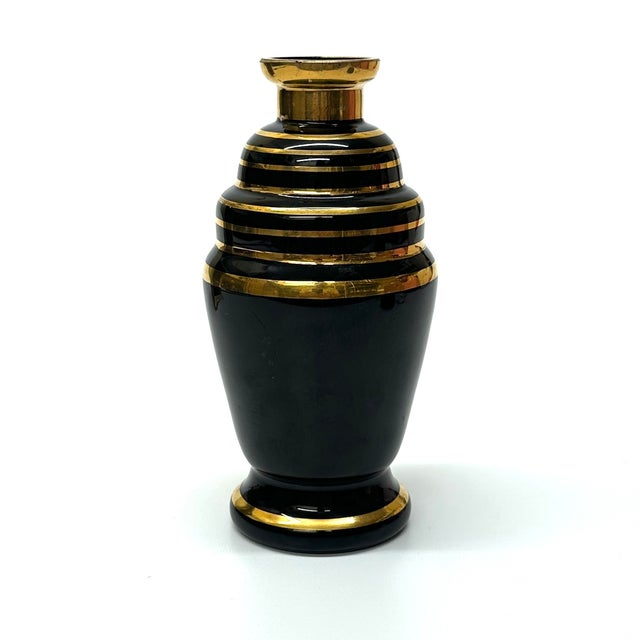 Vintage Black & Graphic Gold Embellished Vessel Curation - Group of 3 For Sale - Image 9 of 11