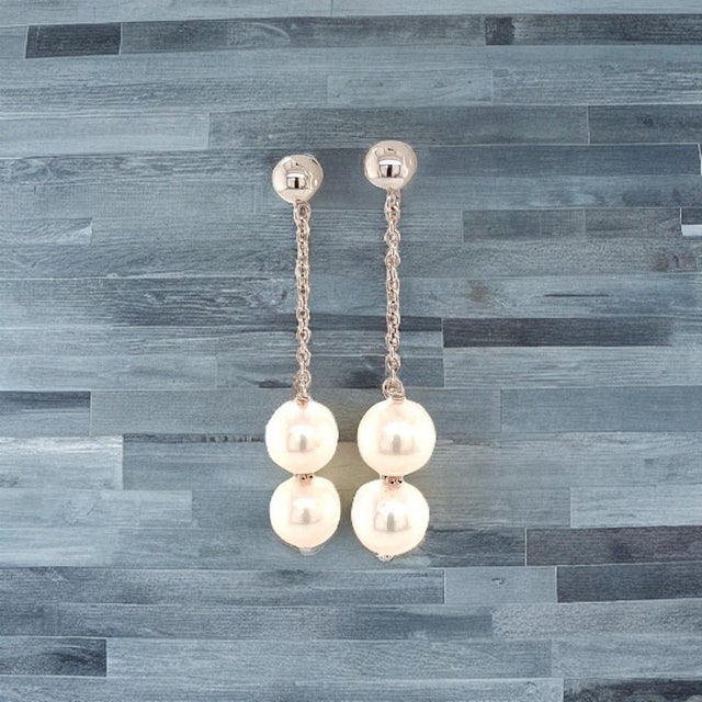 Akoya Pearl Earrings 14k White Gold Certified For Sale - Image 4 of 13