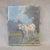 A charming circa 1900 small gouache painting on canvas of a Cow in a Stream by Canadian / American listed illustration...