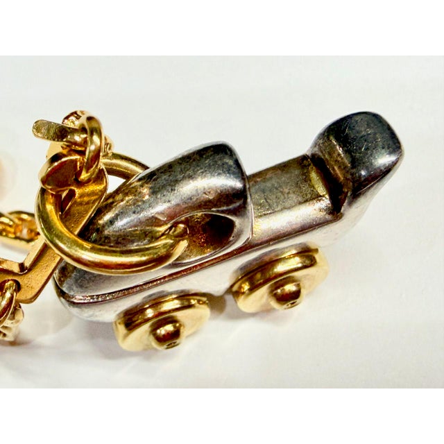 Mid-Century Silver- and Gold-Plated Baby Carriage Artist Pendant Jewelry in the style of Cartier, 1960s For Sale - Image 11 of 13