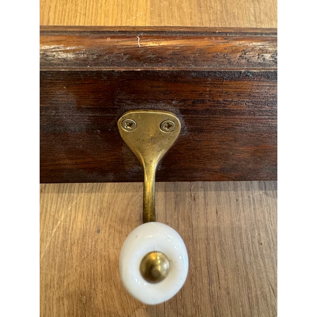 Wood Vintage Wood and Brass Wall Hooks For Sale - Image 7 of 9