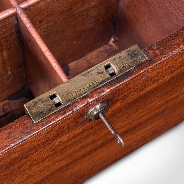 Antique Four Decanter Storage Box, English, Bottle Case, Bramah Lock, Georgian For Sale - Image 9 of 11