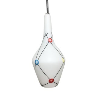 Vintage Opaline Glass Pendant Lamp, Italy, 1960s For Sale