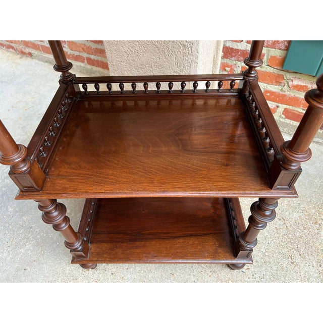 Antique English Display Cabinet Narrow Bookcase Étagère Glass Walnut C1920 For Sale - Image 11 of 18