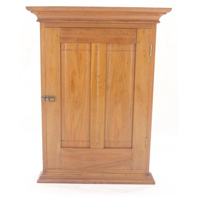 Victorian Victorian Solid Walnut Hanging Flat Wall Cabinet for Keys Crown Top MINT For Sale - Image 3 of 8