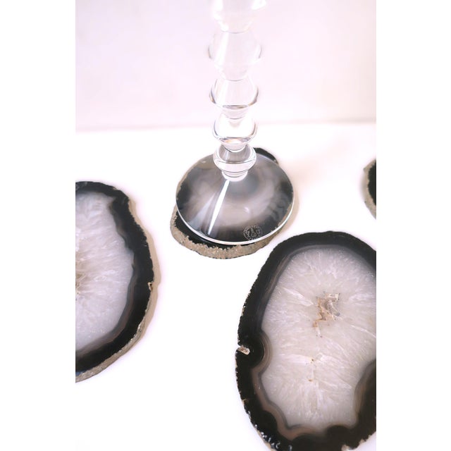 Stone Late 20th Century Coasters Black and White Agate, Set of 4 For Sale - Image 7 of 12