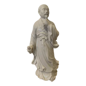 Large Antique Chinese Blanc De Chine Dehua Porcelain Statue of “The Wise Man”