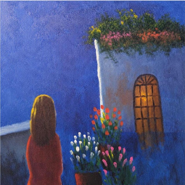 Eliano Fantuzzi, Woman on Nocturnal Scene, 1970s, Oil Painting on Canvas For Sale - Image 4 of 9