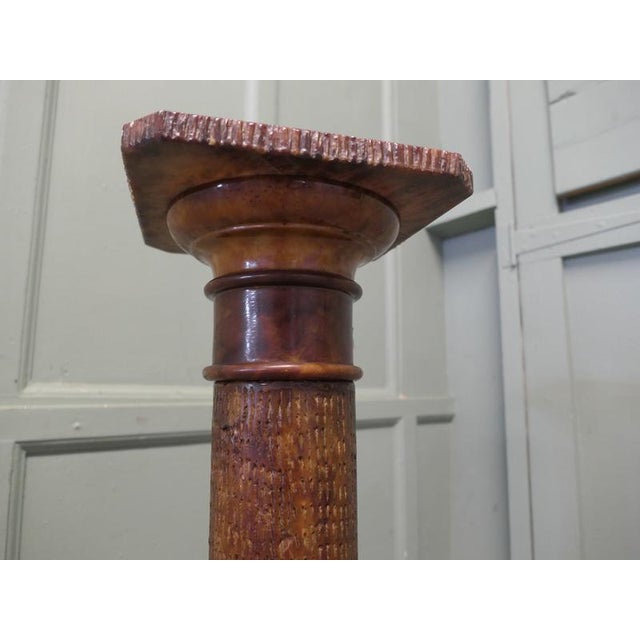 Honey-Coloured Marble Pedestal Column For Sale - Image 5 of 7