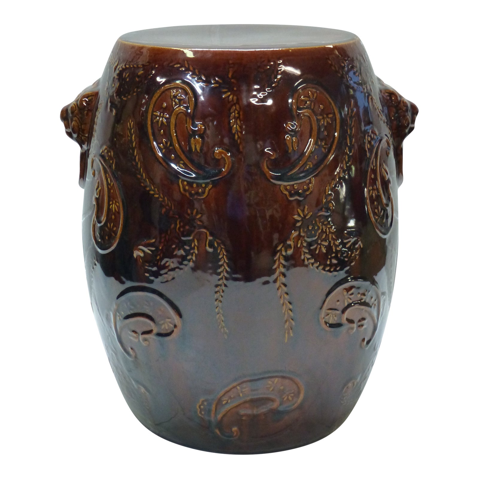 Vintage Brown Glazed Asian Garden Stool Chairish