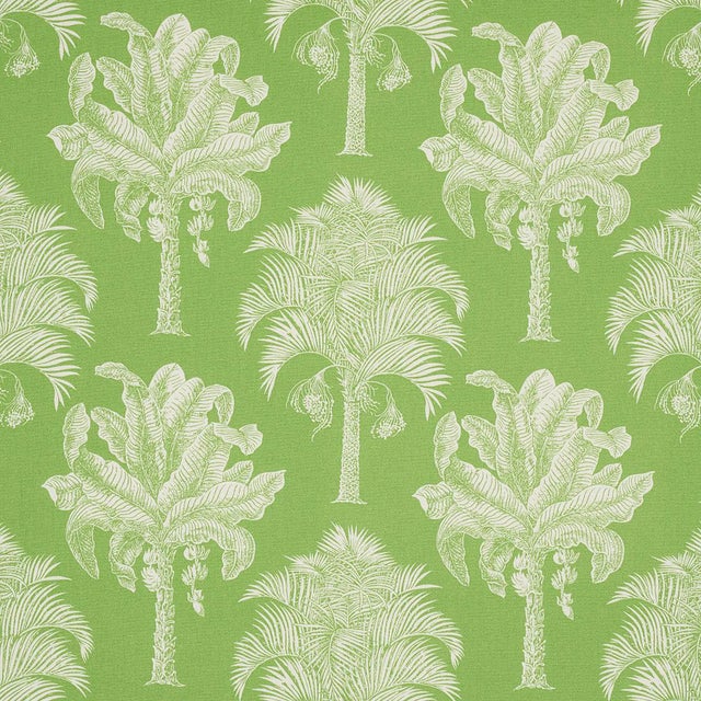 Sample - Schumacher Grand Palms Indoor/Outdoor Fabric in Green For Sale