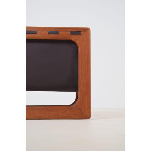 Wood Danish Double Magazine Holder in Teak and Leather attributed to Salin Møbler, 1970s For Sale - Image 7 of 8